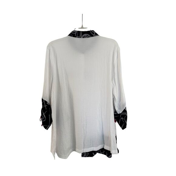 Ali Miles Tunic Top Womens XL Patches Rayon 3/4 Sleeve Art To Wear Artsy NEW - Picture 6 of 8